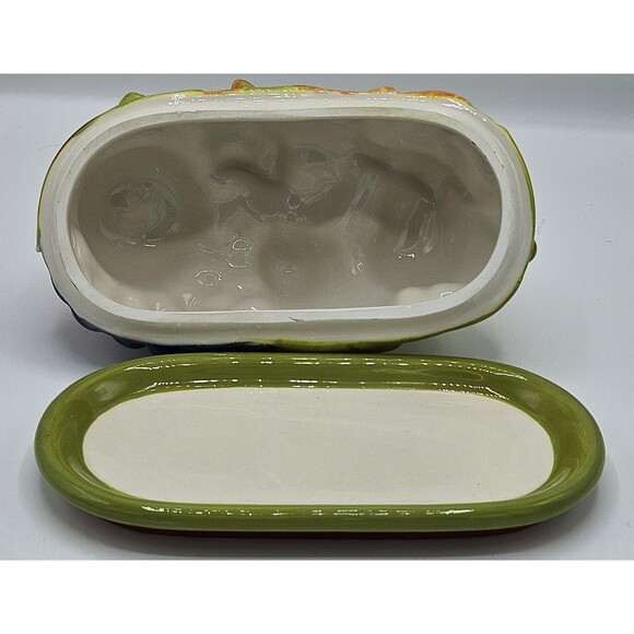 Essential Home 3-D Fall Leaves & Fruit Figural Covered Butter Dish Thanksgiving - Picture 5 of 11